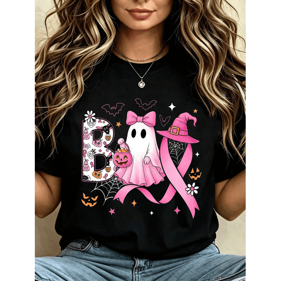Medical Service Ribbon Halloween Pink Ribbon Breast Cancer Awareness T-Shirt - Walmart.com