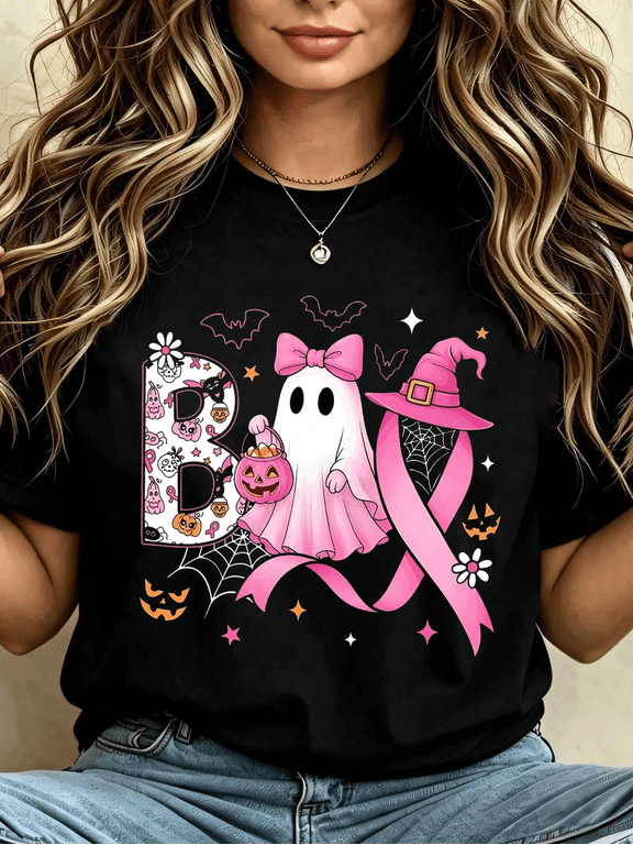 Halloween Pink Ribbon Breast Cancer Awareness T-Shirt