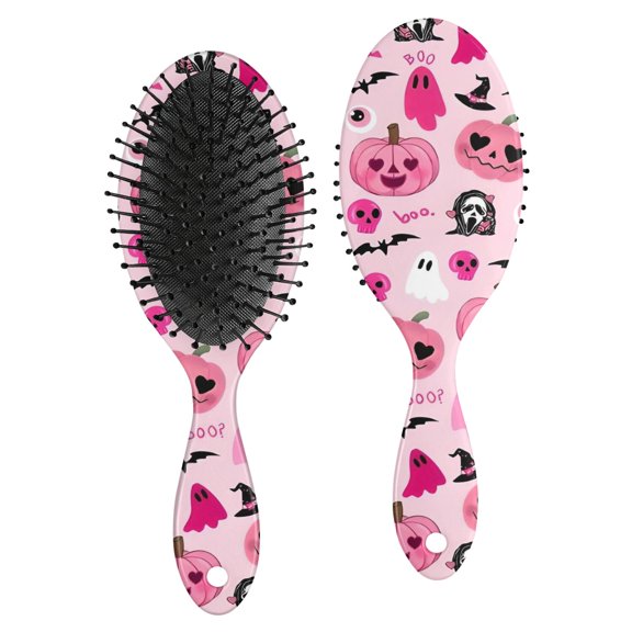 Halloween Pink Spooky Hearts and Ghosts Hair Brush,Girls Detangling Hair Brush,Glide Through Tangles with Ease for Wet & Dry Hair,8.8"X2.8"