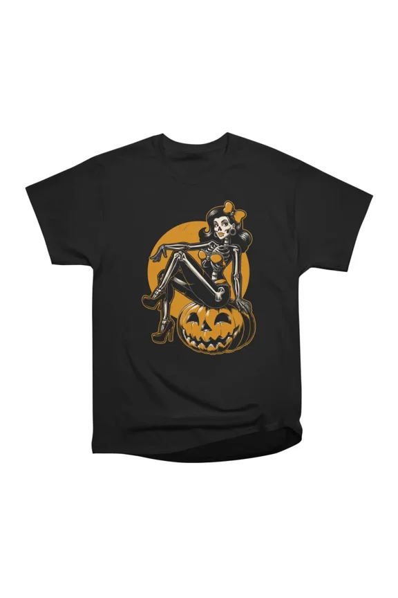 Halloween Pinup Sexy Pumpkin Girl T-Shirt Tee Gift For Him Merch For Her Apparel For Frien