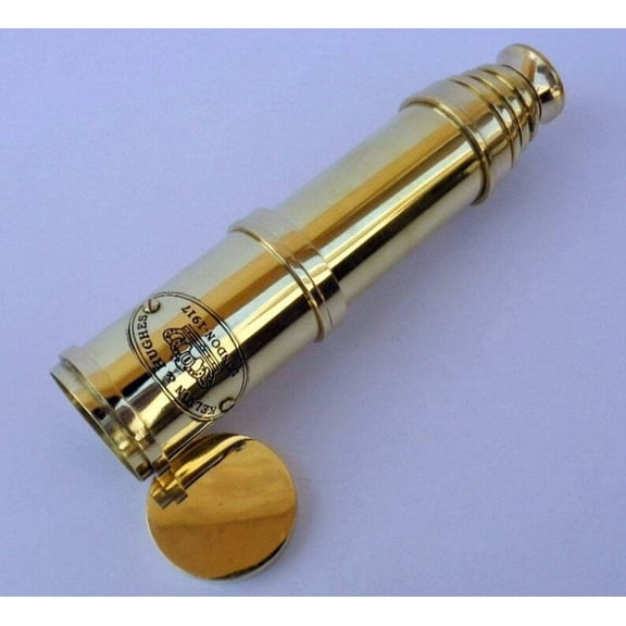Halloween Pirate Brass Spyglass Collectible Handmade Marine Nautical Telescope for Costumes, Decor & Gifts