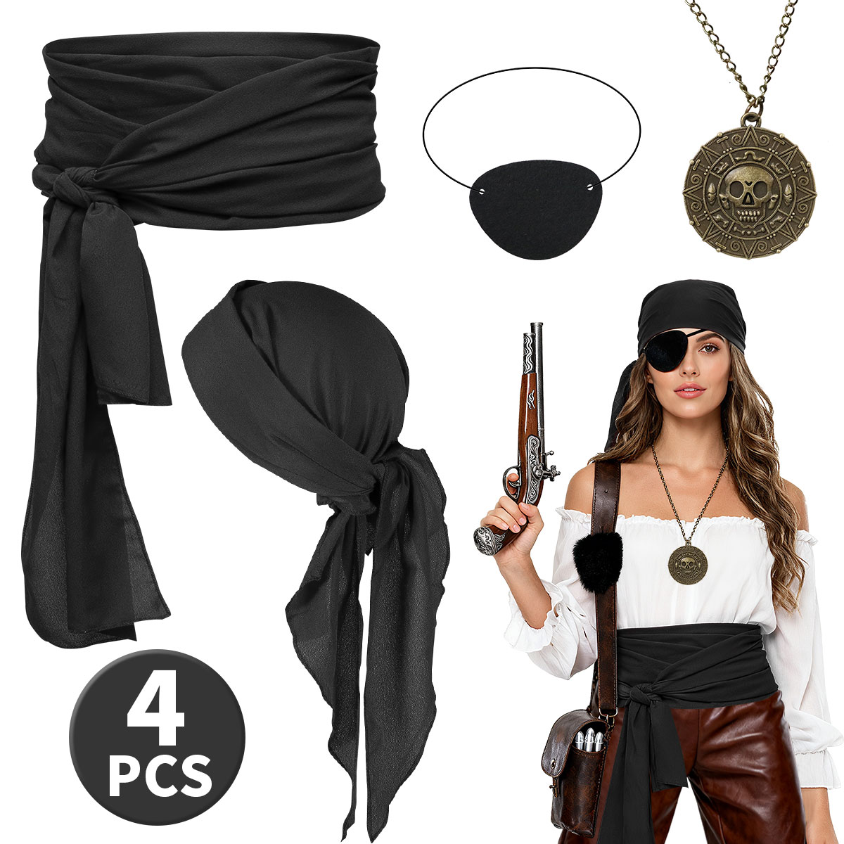 Halloween Pirate Costume Accessories Pirate Head Scarf Sash 