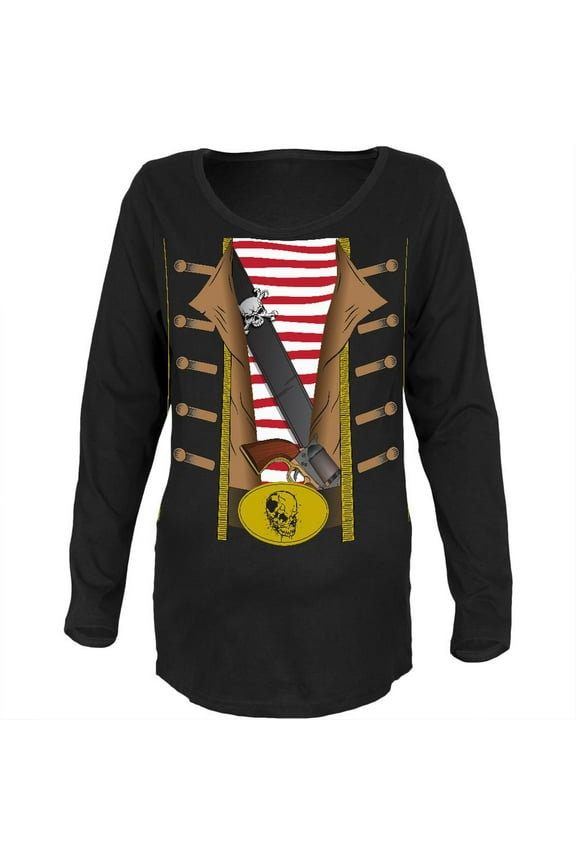 Pirate Costume Black Maternity Soft Long Sleeve T-Shirt - Small