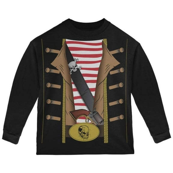Halloween Pirate Costume Black Toddler Long Sleeve T-Shirt - 4T