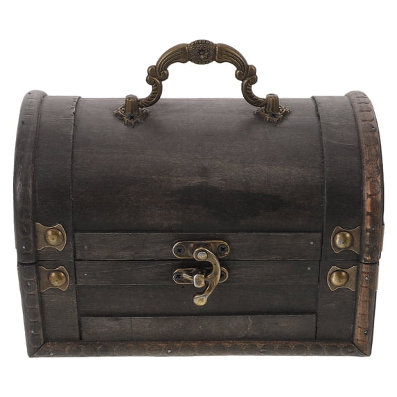 Pirate Treasure Chest Decorative Keepsake Box - Antique Style Wood Jewelry Organizer Small Storage for Party Favors & Classroom Prizes