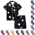 thumbnail image 1 of Halloween Pjs Girls 2 Piece Soft Silky Comfortabl Pajamas Short Sleeve Button-Down Top and Elastic Shorts, 1 of 5