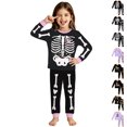 thumbnail image 1 of Halloween Pjs Girls Crew Neck Unisex Long Sleeve Skeleton Pjs Nightwear Loungewear Pajamas for Girls Size 2-10 Years, 1 of 5