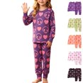 thumbnail image 1 of Halloween Pjs Girls Long Sleeve Crew Neck Unisex Graphic Sleepwear Lounge Set Kids Pjs Girls Size 3-14 Years, 1 of 4