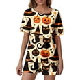 thumbnail image 1 of Halloween Pjs Women 2 Pcs Milk Protein Fiber Pjs Women Halloween Button Down Nightgown Short Sets For Women Womens Loungewear Cute Pj Sets Woman, 1 of 4