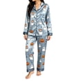 thumbnail image 1 of Halloween Pjs Women Long Sleeve Shirt Pants Fall Winter Lightweight Loungewear 2 Piece Women Pajama Sets Blue L, 1 of 4