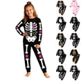 thumbnail image 1 of Halloween Pjs for Girls Crew Neck Skeleton Pajama Long Sleeve Cute Print Soft Sleepwear Kids Loungewear Pajamas for Girls Size 2-10 Years, 1 of 4