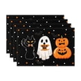 thumbnail image 1 of Halloween Placemats 12 X 18 Inch Linen Black Cat Ghost Pumpkin Print, Spooky Halloween Decor for Dining Room Table, Heat Resistant Washable Table Mats for Halloween Party Indoor, 1 of 6