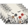 thumbnail image 1 of Halloween Placemats Set of 4 12x18 Inch Vintage Black Floral Bat Spider Web Washable Non-Slip Heat Resistant Place Mats Rustic Table Mats for Party Kitchen Dining Room Decor, 1 of 6