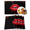 thumbnail image 1 of Halloween Placemats Set of 4 Blood Red Lips Place Mats Fall Placemat Bloody Horror Night Table Mats for Dining Kitchen Table Holiday Dinner Party Home Decorations 13x19 Inch, 1 of 8