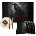 thumbnail image 1 of Halloween Placemats Set of 4, Horror Black Crow Scary Red Rose Branches Washable Wipeable Table Mats for Dining Tables, Indoor Outdoor Kitchen Place Mats for Holiday Party Table Decor, 1 of 9