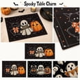 thumbnail image 1 of Halloween Placemats Set of 6, Fall Halloween Decor, Ghost Decorations, Placemats Set of 6, 16X12 Inch Black Cute Ghost Pattern Linen Table Mats, Easy to Clean Anti-Scuff Heat, 1 of 7
