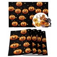 thumbnail image 1 of Halloween Placemats Set of 6 Funny Pumpkin Stars Bat Place Mats Fall Placemat Black Backdrop Table Mats for Dining Kitchen Table Holiday Dinner Party Home Decorations 13x19 Inch, 1 of 8