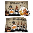 thumbnail image 1 of Halloween Placemats Set of 6 Gnomes Pumpkin Place Mats Fall Placemat Black Cat Bat Castle Khaki Table Mats for Dining Kitchen Table Holiday Dinner Party Home Decorations 13x19 Inch, 1 of 8