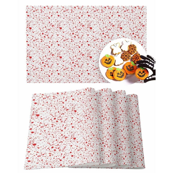 Halloween Placemats Set of 6 Splash Blood Drop Place Mats Fall Placemat Red Scary Bloody Drop Table Mats for Dining Kitchen Table Holiday Dinner Party Home Decorations 13x19 Inch