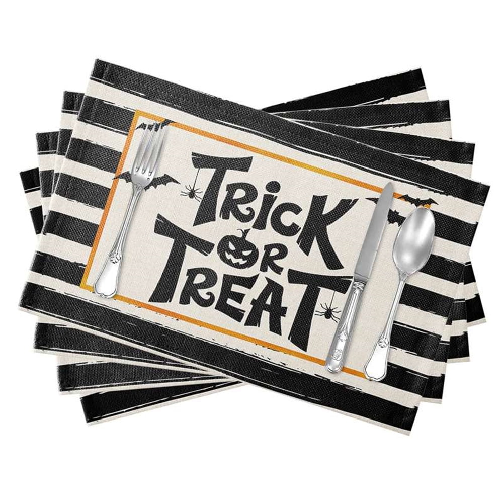 Halloween Placemats Table Decor, 13*19 Inch Table Mats Treat or Trick Place Mats for Dining