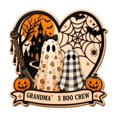 thumbnail image 1 of Halloween Plaid Ghost Wooden Signs with Stand Spooky Crew Tabletop Decor for Fall Holiday Party Farmhouse Style Home Ornament Gift, 1 of 5