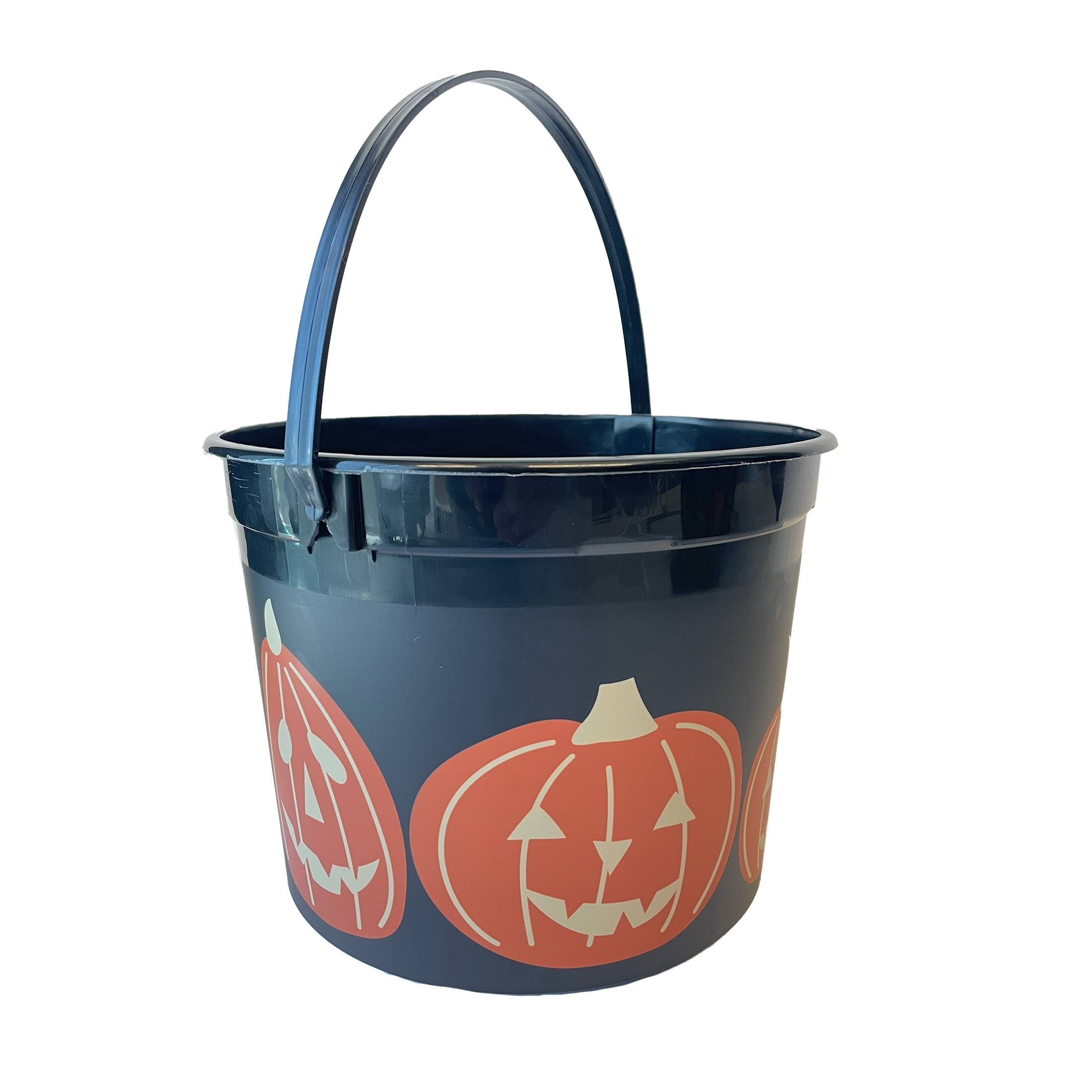 Jack-o'-Lanterns Trick-or-Treat Bucket, Black and Orange, 6.5", Halloween by Way To Celebrate