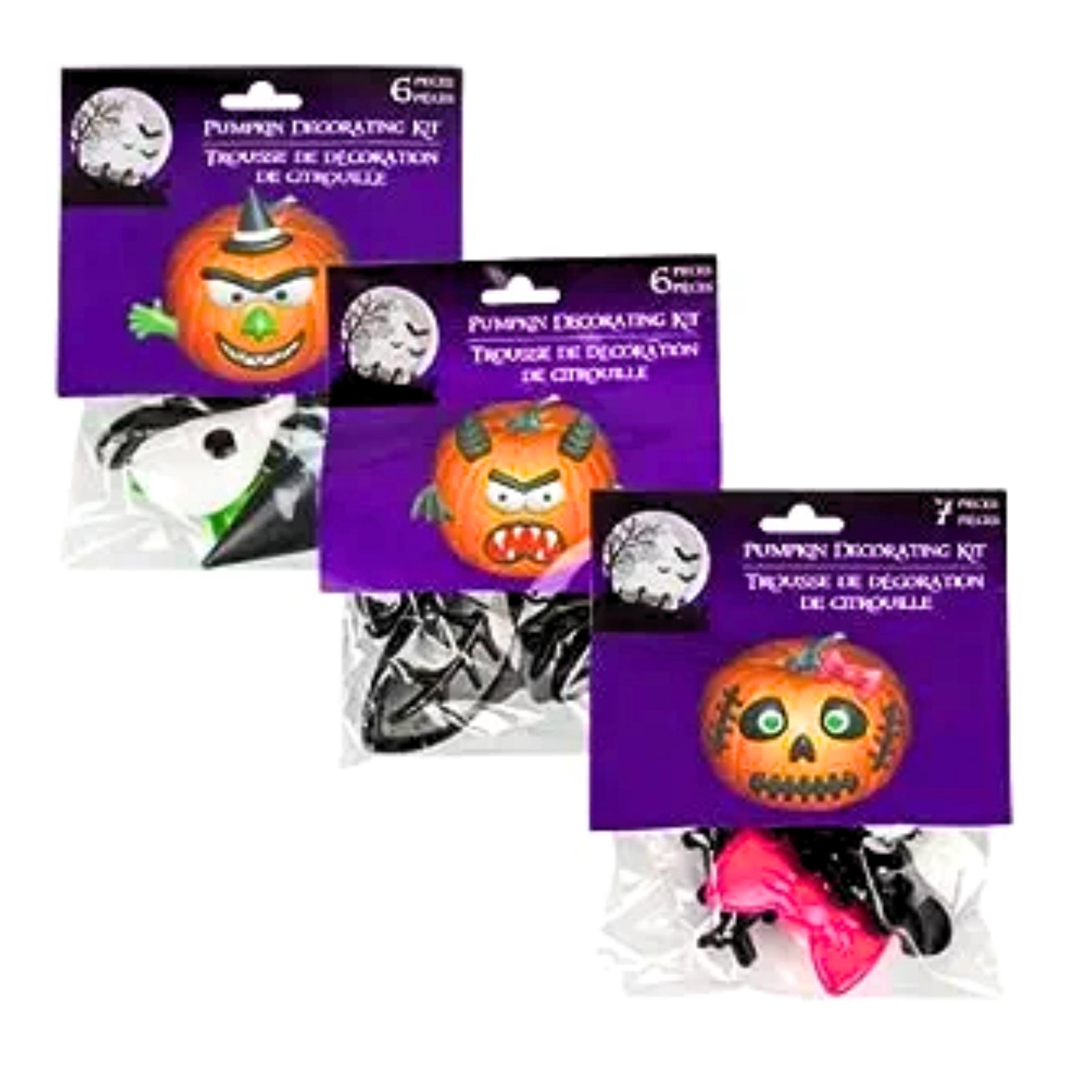 Halloween Plastic Push in Pumpkin Faces Decorating Kit for DIY Arts