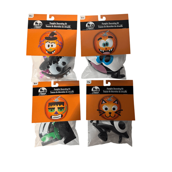 Halloween Plastic Push in Pumpkin Decorating Kits No Carving Kits 1 Set 4 Packs Halloween Pumpkin Faces Push in