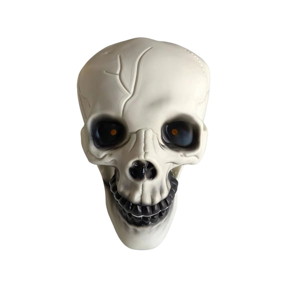 Halloween Plastic Skull Decor Statue – 2 Styles LED Glowing Red Eyes or Unlit, Realistic Skeleton Head Tabletop Ornament for Party Home Gothic Spooky Display
