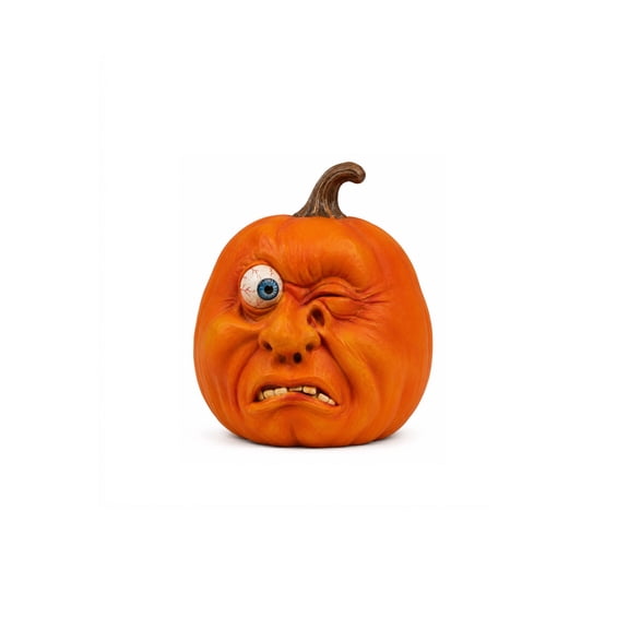 Halloween Playful Smiling Pumpkin Tabletop Figurine, Durable Plastic 5.91X5.91X5.91 In Space Saving Decor for Home Office Cafe Desk Shelf Halloween Fall Party Housewarming Holiday Gift