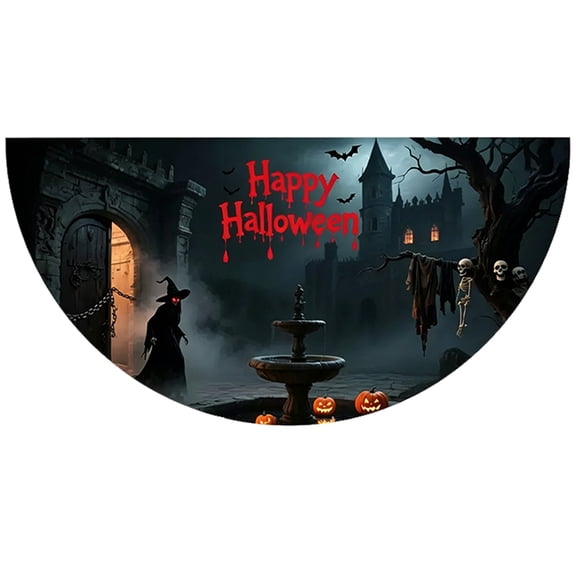 Halloween Pleated Fan Flag, 1-Pack 35x18 Inch Witch Banner, for House Balcony and Railing Accent, bldnkj