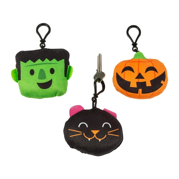 Halloween Plush Backpack Clip Keychains - 12 Pieces