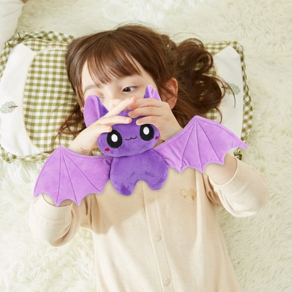 Halloween Plush Bat Stuffed Animal Soft Cuddly Toy with Spread Wings for Party Decoration and Indoor Home Display