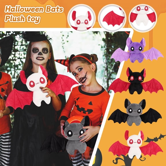 Halloween Plush Bat Toy - Purple Bat Stuffed Animal for Halloween Decorations, Party Supplies, Gift for Kids and Adults (1 pc)