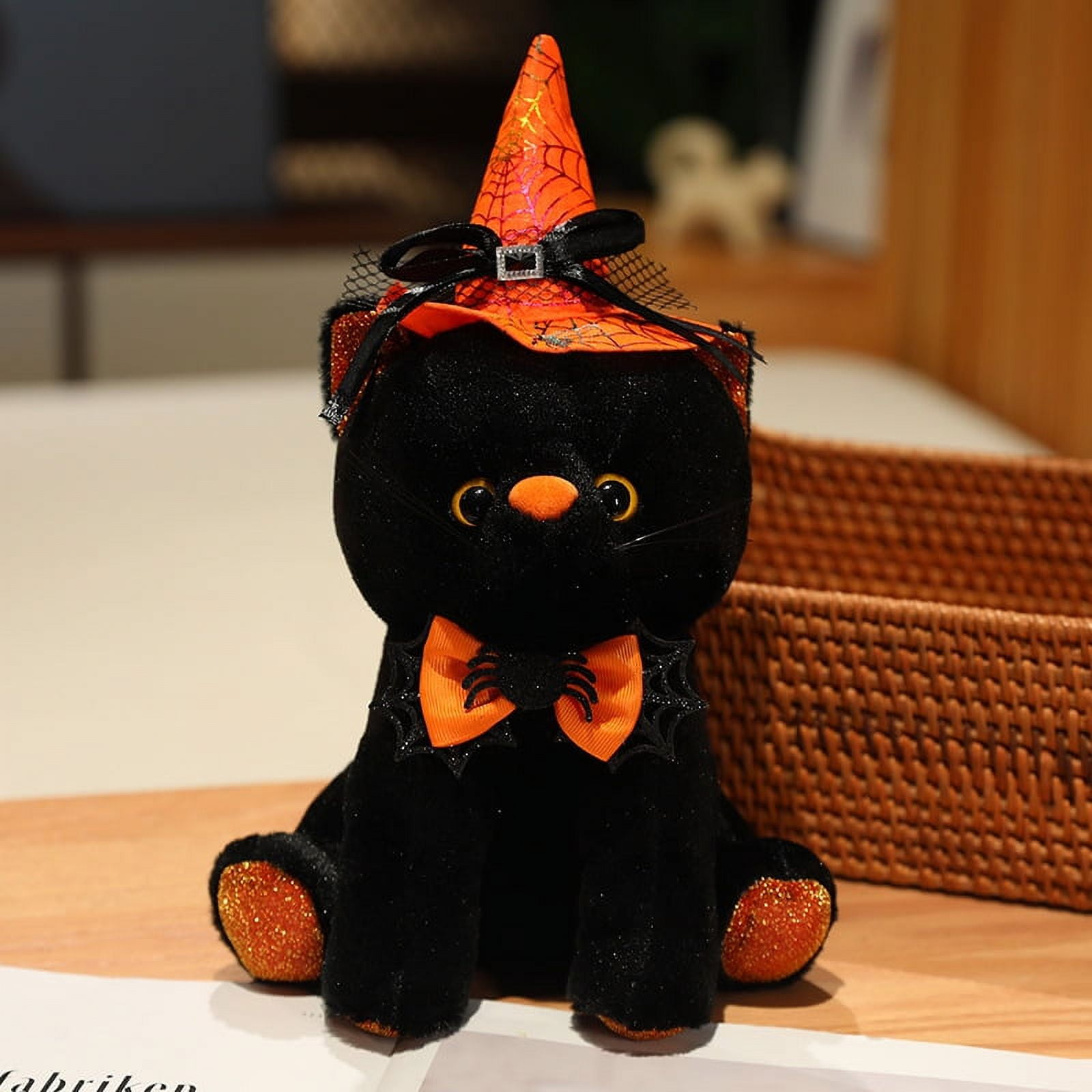 Halloween Plush Black Cat Stuffed Animals 11 Inch Plush Cute Black Pumpkin Bat Cat Toys with