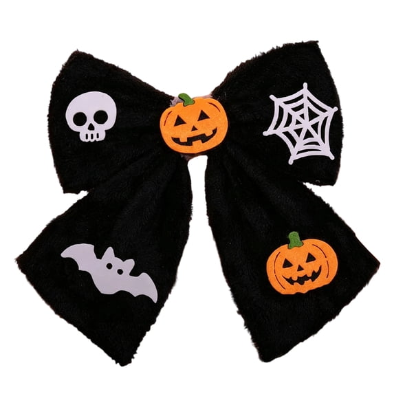 Halloween Plush Decorations, Bow Party Decorations, Halloween Pumpkin Decor, Halloween & Skull Bow Decor, 14X12 Inch Fabric Bow for Halloween Events