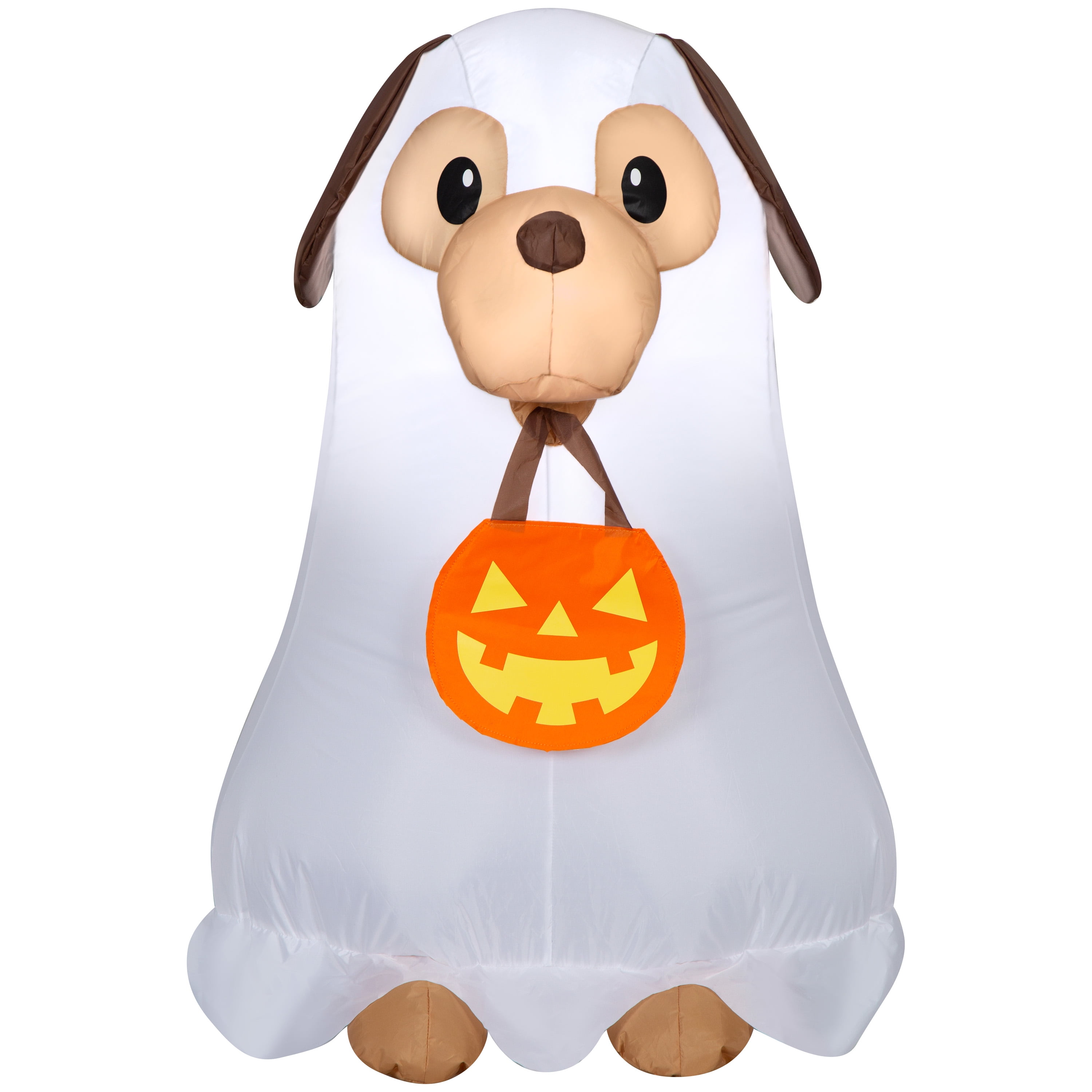 Halloween Plush Dog with Jack o' Lantern Porch Door Greeter Decoration