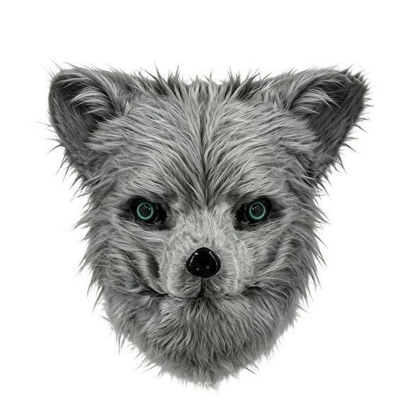 Halloween Plush Fox Mask with Moving Jaw,Realistic Fox Head Mask,Furry Fursuit Fox Mask