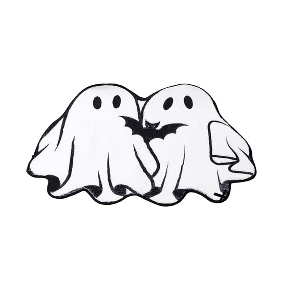 Halloween Plush Ghost Rug 60x40cm, Soft Cozy Carpet for Bedroom Living Room, Spooky Decorative Floor Mat