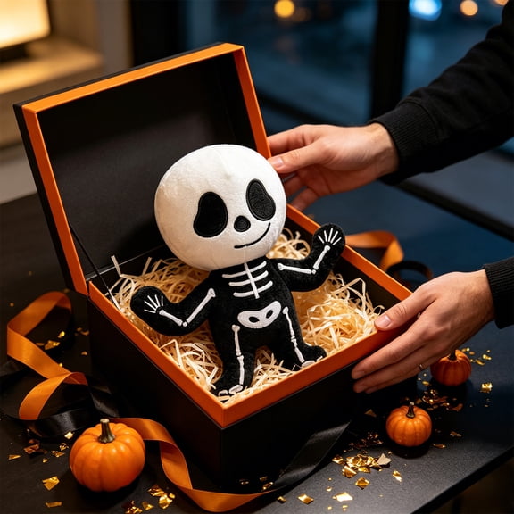 Halloween Plush Ornament, 9.84 Inch Polyester Skeleton Vampire Mummy Doll, Spooky Cute Themed Decor, for Party Tabletop Window Display Holiday Gift