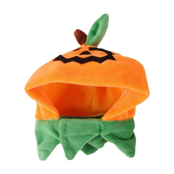 Halloween Plush Pet Pumpkin Hat Adjustable Costume Headwear Cute Holiday Cosplay Accessory for Cats Small Dogs One Size Fits Most