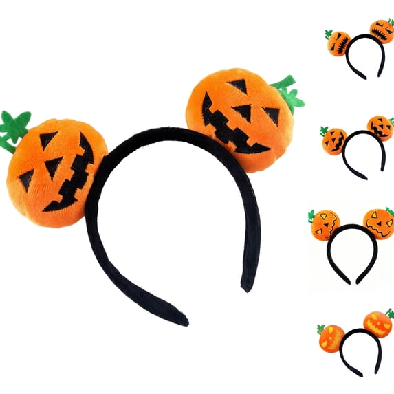 Halloween Plush Pumpkin Headband for Women & Girls Cute Jack‑O‑Lantern Hair Hoop Fun Festive Costume Accessory for Theme Party Events,One Size,B