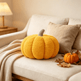 thumbnail image 1 of Halloween Plush Pumpkin Pillow, Yellow Decorative Throw Cushion with Gray Stem, Fall Sofa Couch, Cozy Home Decor & Halloween Gift, 1 of 6