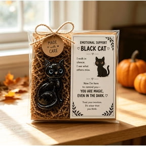 Halloween Pocket Hug Black Cat Keepsake, Thoughtful Pocket‑Sized Token, Uplifting Gift Set with Sentimental Card for Friends, Family and Halloween Holiday Care Package