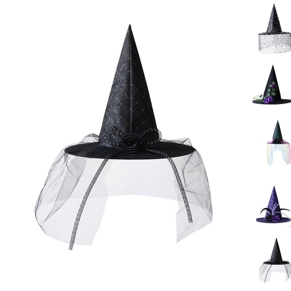 Halloween Pointed Witch Hat, Lightweight Wizard Headwear Accessory, Ideal for Halloween Themed Parties, Evening Gathering, Photo Shoot, Festival Outfit and Holiday Dress Up Supplies E