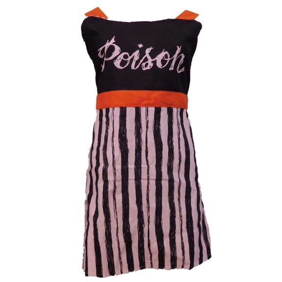 Halloween Poison Kitchen Apron With Black & White Stripes Cooking Bib Style