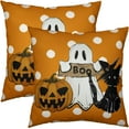 Halloween Polka Dots Pumpkin Cute Ghost Cat Boo Decorative Throw Pillow