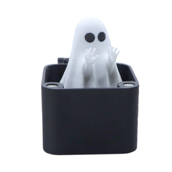 Halloween Pop Out Ghost Figurine Box Decor, Cute White Ghost Toy in Black Flip Box, Spooky Funny Halloween Tabletop Mini Ornament, Novelty Desk Shelf Decor Gift for Halloween Party Friends