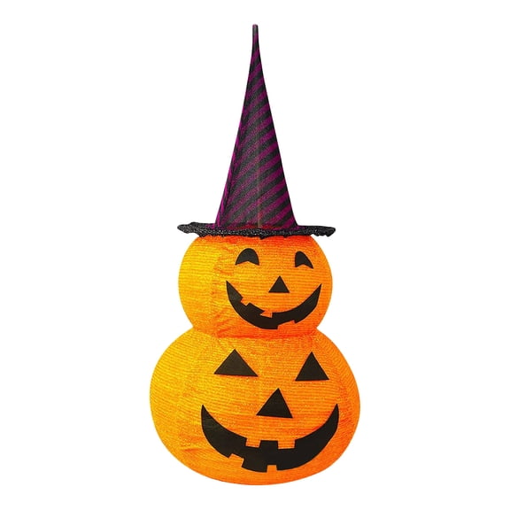 Halloween Pop-Up Collapsible Pumpkin Man – 3 FT Jack-O’-Lantern with Star Hat, Outdoor & Indoor Halloween Yard Decor, Garden Lawn Decoration, Party Display, Metal Stand Included