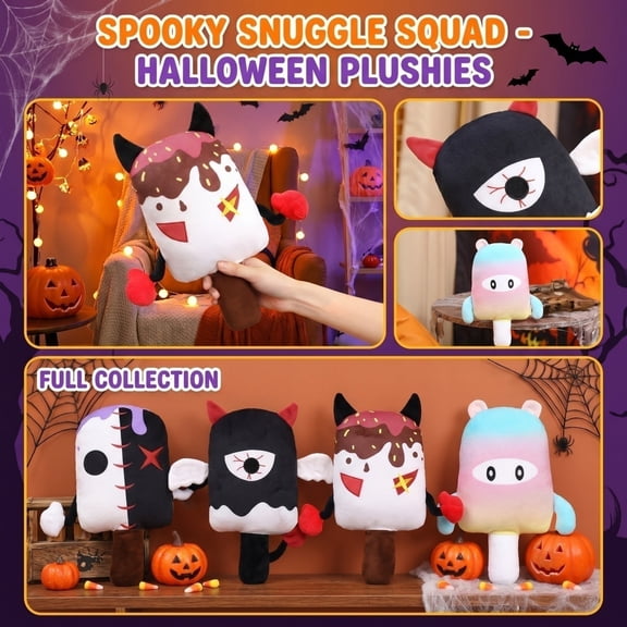 Halloween Popsicle Shaped Monster Plush Pillow, Spooky Devil Single Eye Stuffed Toy, Soft Throw Cushion For Sofa Bedroom Decor, Trick Or Treat Goodie Bag Filler Kids Party Favor Gift